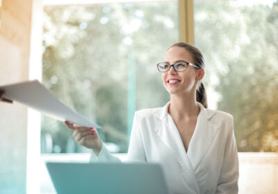 Lady with business documents Lady with business documents